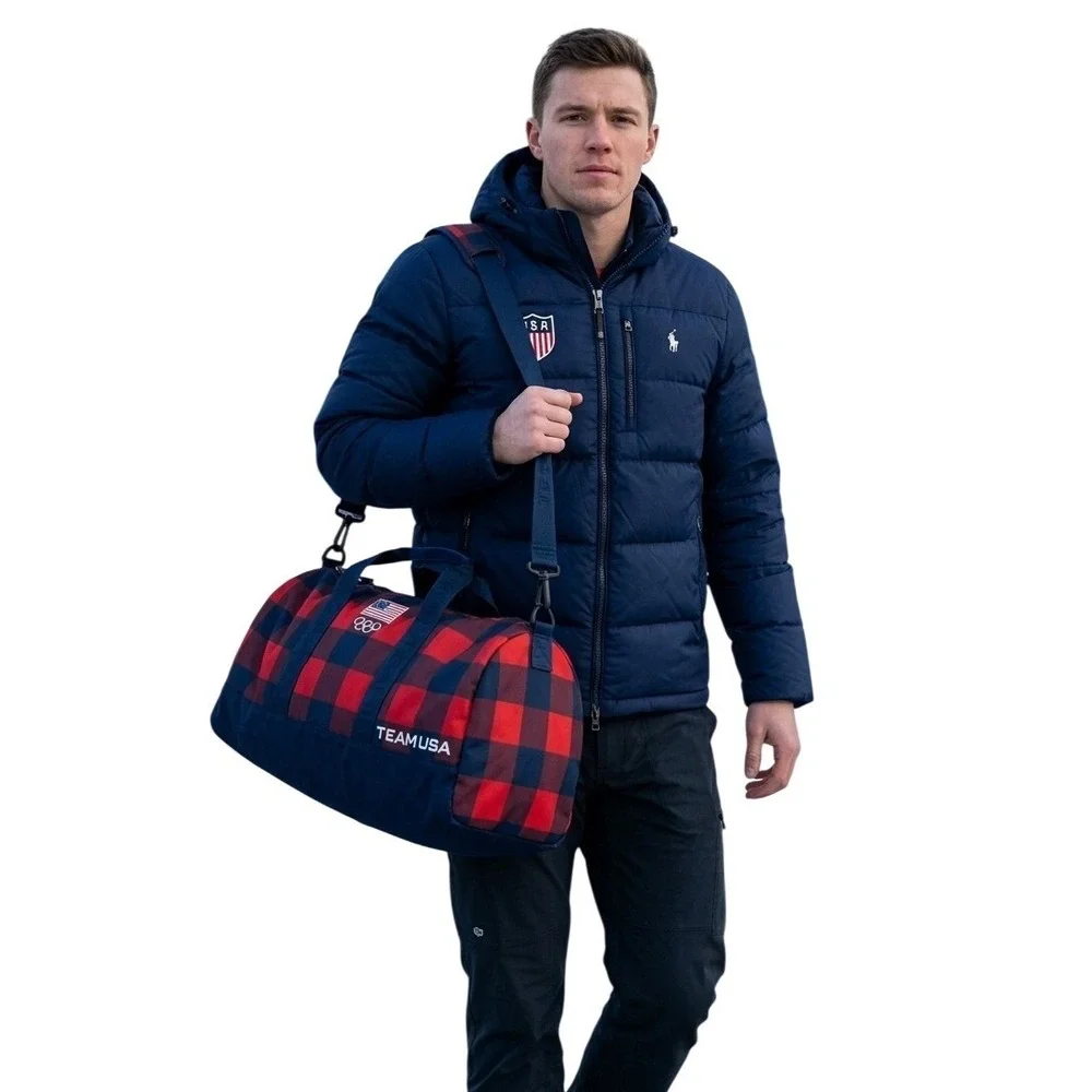 NWT Polo Ralph Lauren Team USA Beijing 2022 Olympics Buffalo Check Duffle